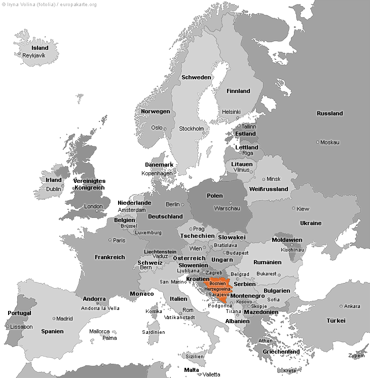 Bosnien und Herzegowina in Europa - Bosnien und Herzegowina auf
